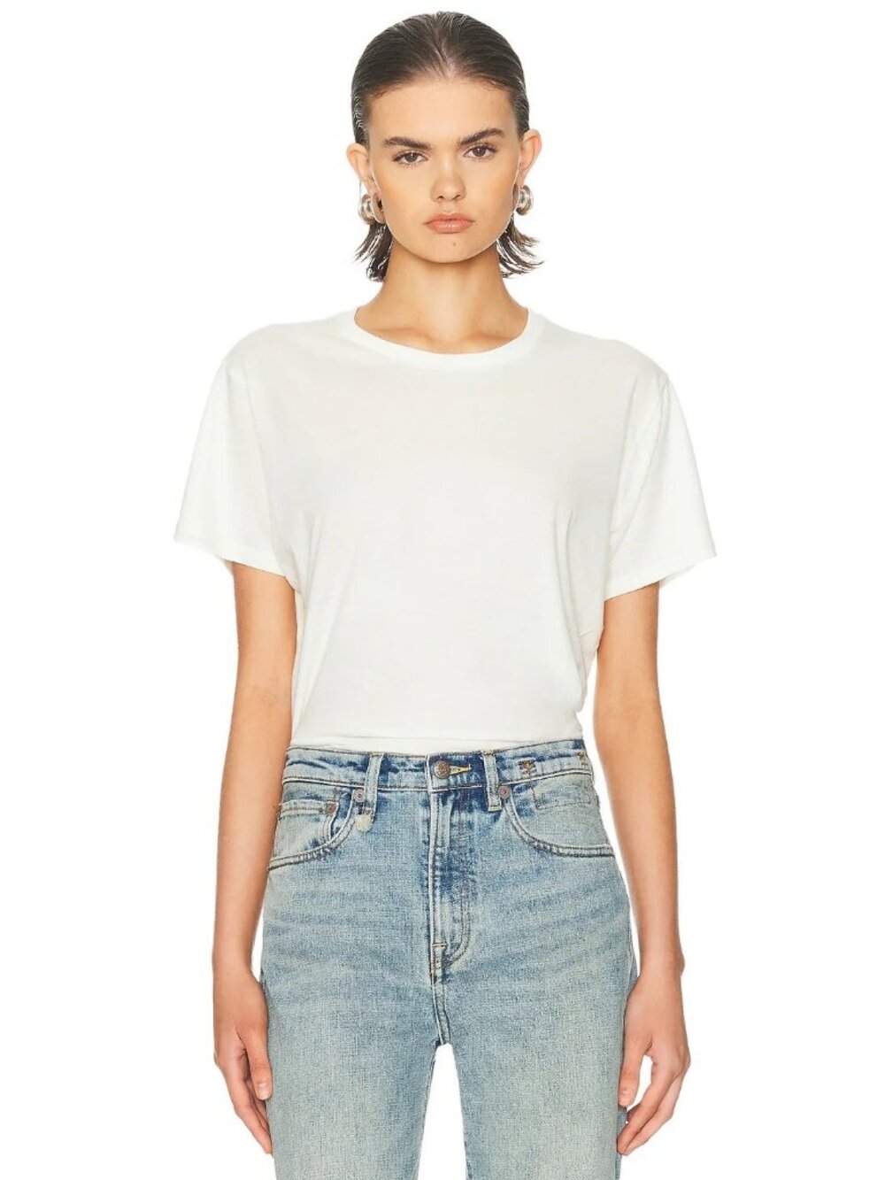 R13 Tight Waist Tee in White